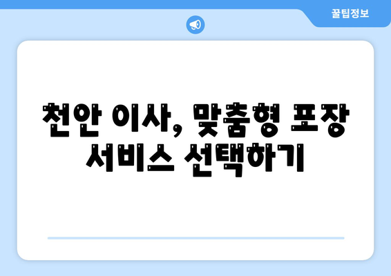 천안 포장 이사업체, 다양한 옵션 고려