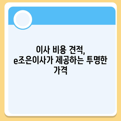 이사 전문 업체 e조은이사