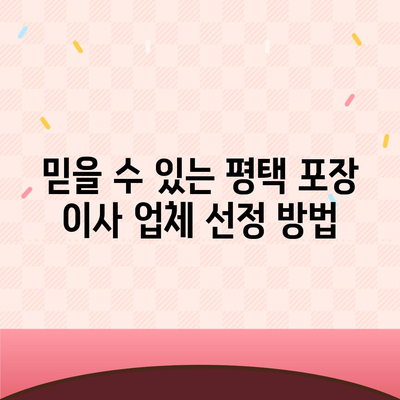 평택 포장 이사의 신중한 선택