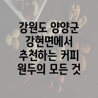 강원도 양양군 강현면에서 추천하는 커피 원두의 모든 것