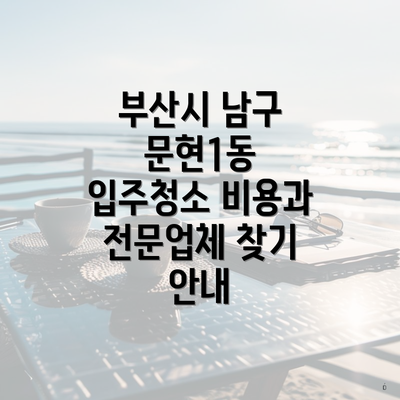 부산시 남구 문현1동 입주청소 비용과 전문업체 찾기 안내