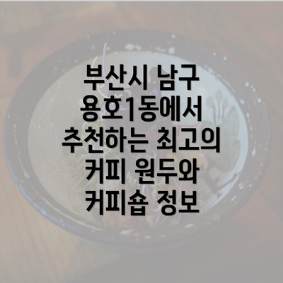 부산시 남구 용호1동에서 추천하는 최고의 커피 원두와 커피숍 정보