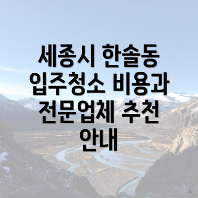 세종시 한솔동 입주청소 비용과 전문업체 추천 안내