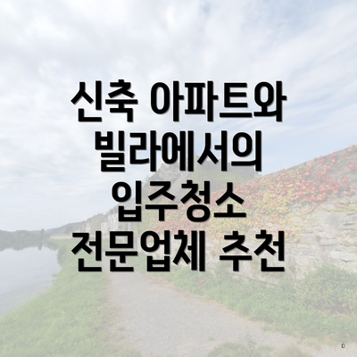 신축 아파트와 빌라에서의 입주청소 전문업체 추천