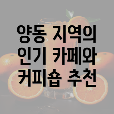 양동 지역의 인기 카페와 커피숍 추천