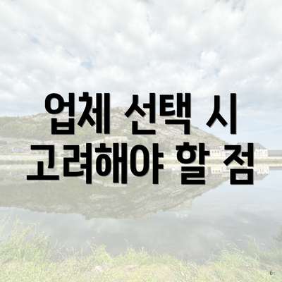 업체 선택 시 고려해야 할 점