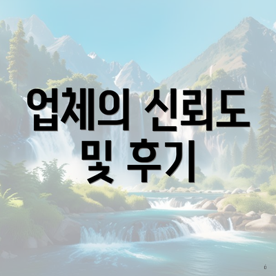 업체의 신뢰도 및 후기