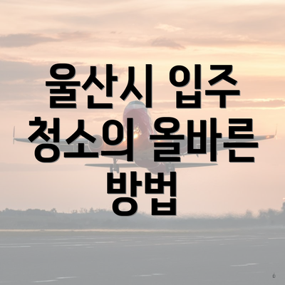 울산시 입주 청소의 올바른 방법