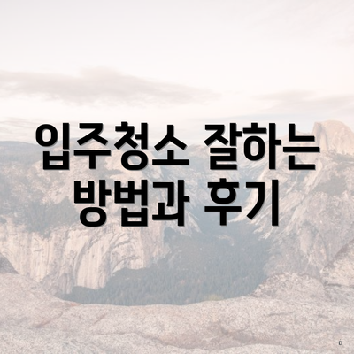 입주청소 잘하는 방법과 후기