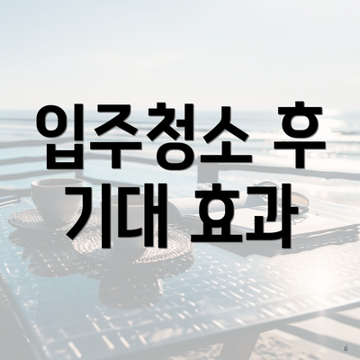 입주청소 후 기대 효과