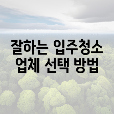 잘하는 입주청소 업체 선택 방법