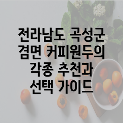 전라남도 곡성군 겸면 커피원두의 각종 추천과 선택 가이드