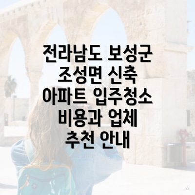 전라남도 보성군 조성면 신축 아파트 입주청소 비용과 업체 추천 안내