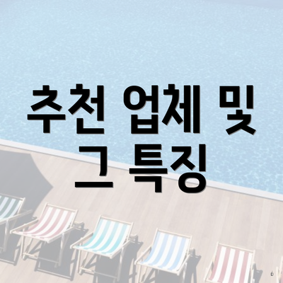 추천 업체 및 그 특징