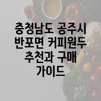 충청남도 공주시 반포면 커피원두 추천과 구매 가이드