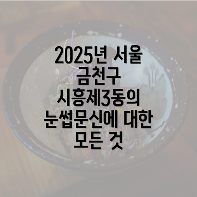 2025년 서울 금천구 시흥제3동의 눈썹문신에 대한 모든 것