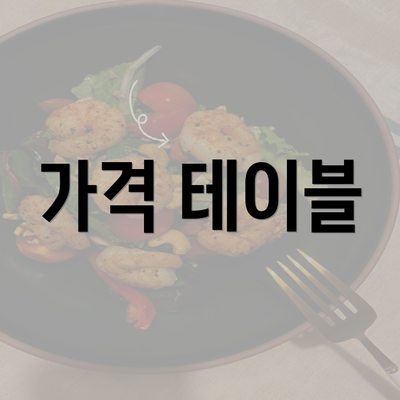 가격 테이블