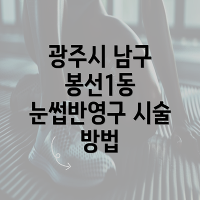 광주시 남구 봉선1동 눈썹반영구 시술 방법