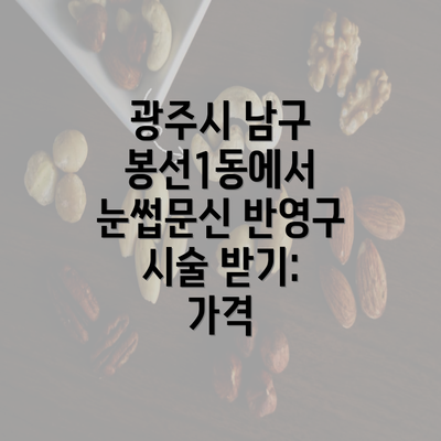 광주시 남구 봉선1동에서 눈썹문신 반영구 시술 받기: 가격