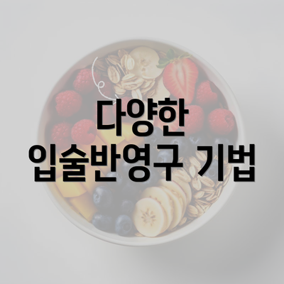 다양한 입술반영구 기법