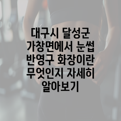 대구시 달성군 가창면에서 눈썹 반영구 화장이란 무엇인지 자세히 알아보기