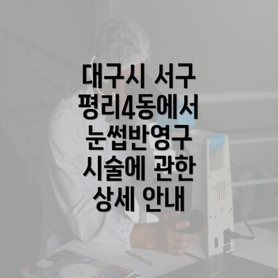 대구시 서구 평리4동에서 눈썹반영구 시술에 관한 상세 안내