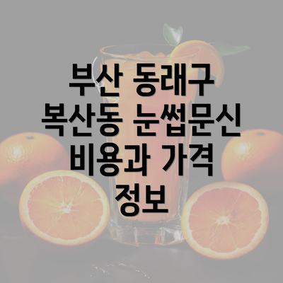 부산 동래구 복산동 눈썹문신 비용과 가격 정보