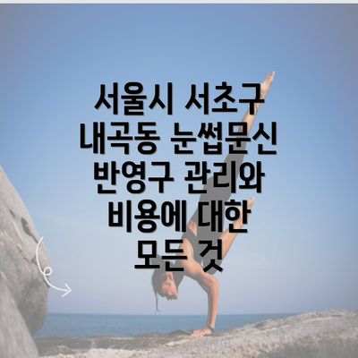 서울시 서초구 내곡동 눈썹문신 반영구 관리와 비용에 대한 모든 것