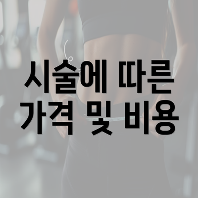 시술에 따른 가격 및 비용