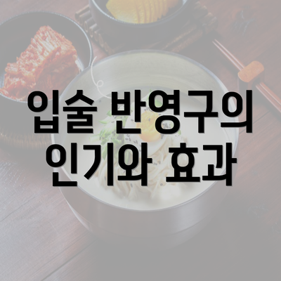 입술 반영구의 인기와 효과