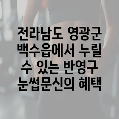 전라남도 영광군 백수읍에서 누릴 수 있는 반영구 눈썹문신의 혜택