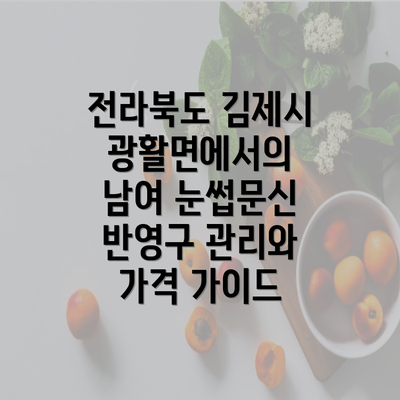 전라북도 김제시 광활면에서의 남여 눈썹문신 반영구 관리와 가격 가이드