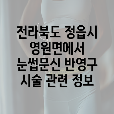 전라북도 정읍시 영원면에서 눈썹문신 반영구 시술 관련 정보