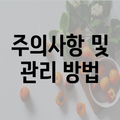 주의사항 및 관리 방법