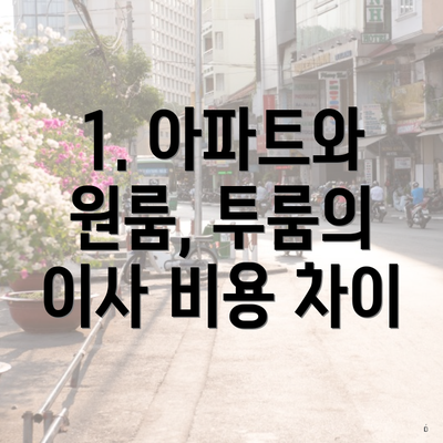 1. 아파트와 원룸, 투룸의 이사 비용 차이