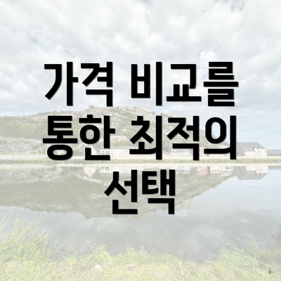 가격 비교를 통한 최적의 선택