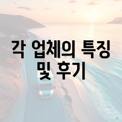 각 업체의 특징 및 후기