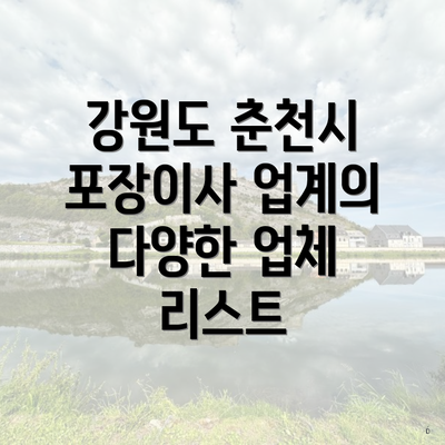 강원도 춘천시 포장이사 업계의 다양한 업체 리스트