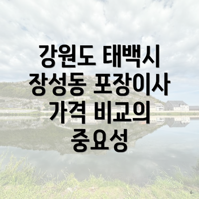 강원도 태백시 장성동 포장이사 가격 비교의 중요성