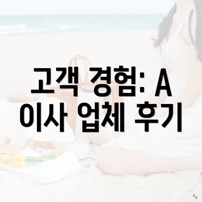 고객 경험: A 이사 업체 후기