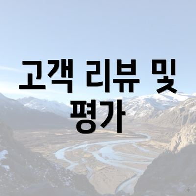 고객 리뷰 및 평가