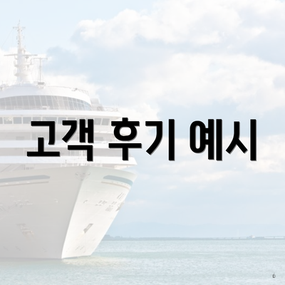 고객 후기 예시