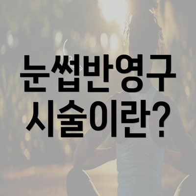 눈썹반영구 시술이란?