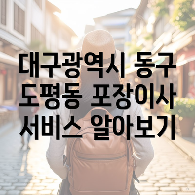 대구광역시 동구 도평동 포장이사 서비스 알아보기