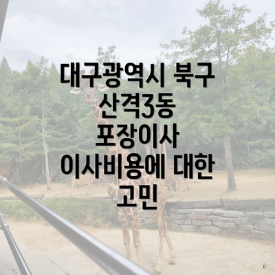 대구광역시 북구 산격3동 포장이사 이사비용에 대한 고민
