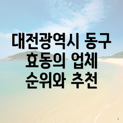 대전광역시 동구 효동의 업체 순위와 추천