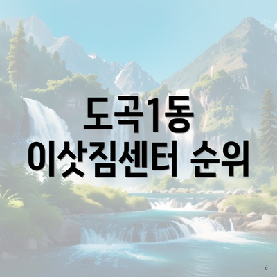 도곡1동 이삿짐센터 순위