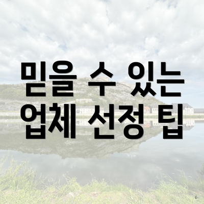 믿을 수 있는 업체 선정 팁