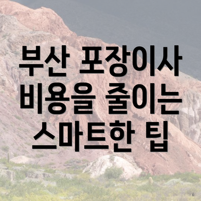 부산 포장이사 비용을 줄이는 스마트한 팁