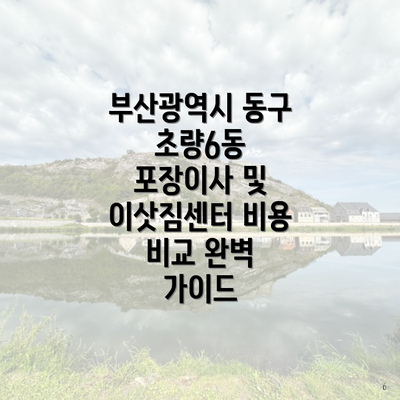 부산광역시 동구 초량6동 포장이사 및 이삿짐센터 비용 비교 완벽 가이드